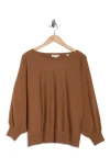 Max Studio Dolman Elbow Sleeve Sweater In Brown