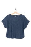 Max Studio Dolman Short Sleeve Top In Blue