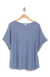 Max Studio Dolman Short Sleeve Top In Chambray