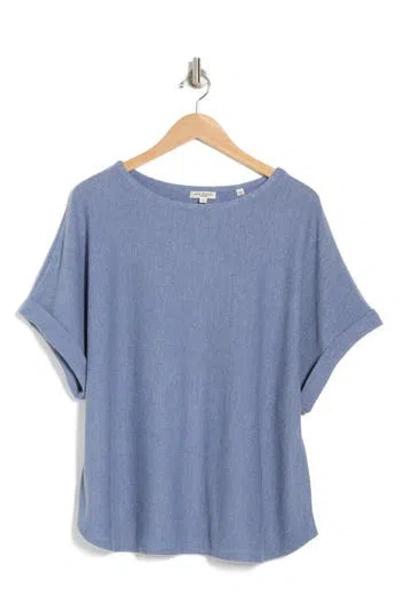 Max Studio Dolman Short Sleeve Top In Chambray
