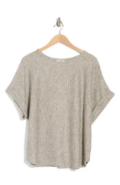 Max Studio Dolman Short Sleeve Top In Oat/black