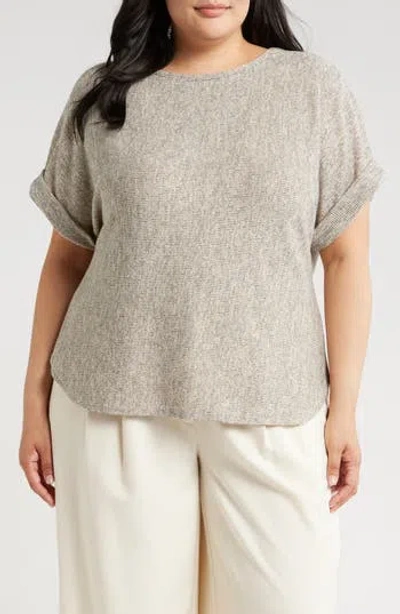 Max Studio Dolman Short Sleeve Top In Brown