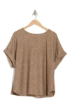 Max Studio Dolman Short Sleeve Top In Tanin/black