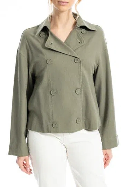 Max Studio Double Breasted Twill Jacket In Olive