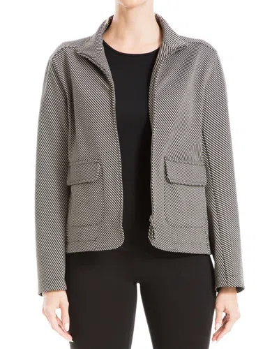 Max Studio Double Knit Long Sleeve Short Jacket In Gray