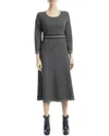 Max Studio Double Knit Midi Dress In Gray