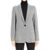 Max Studio Double Knit One-button Blazer In Black/ivory Houndstooth