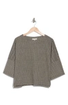 Max Studio Double Knit Popover Top In Black/cream Mirror Triangles