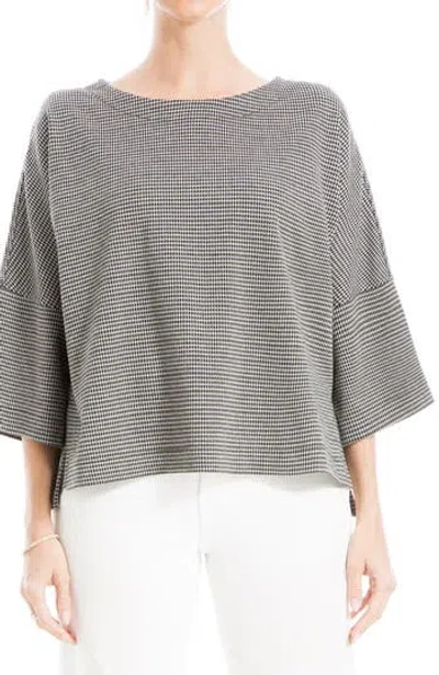 Max Studio Double Knit Popover Top In Black/ivory  Houndstooth