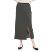 Max Studio Double Knit Slit Pencil Skirt In Black Charcoal Mini