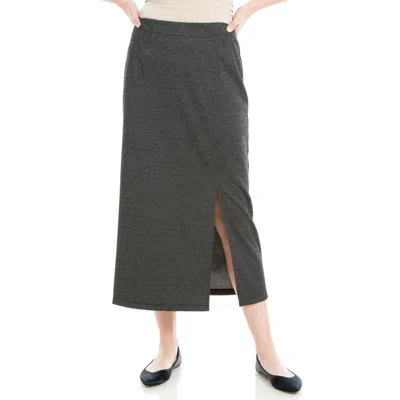 Max Studio Double Knit Slit Pencil Skirt In Black Charcoal Mini