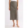 Max Studio Double Knit Slit Pencil Skirt In Taupe/black/rust Plaid