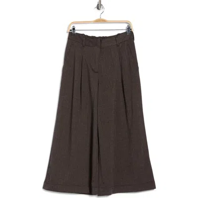 Max Studio Double Knit Striped Culottes In Black/ Brown Herringbone