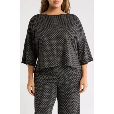 Max Studio Double Knit Top In Black