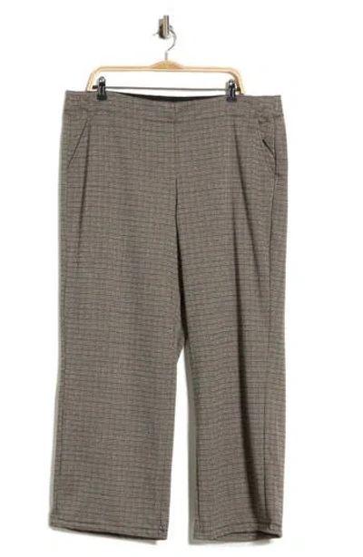 Max Studio Double Knit Wide Leg Pants In Black/brn Houndstooth