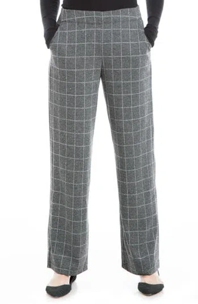 Max Studio Double Knit Wide Leg Pants In Black/char Marled Window