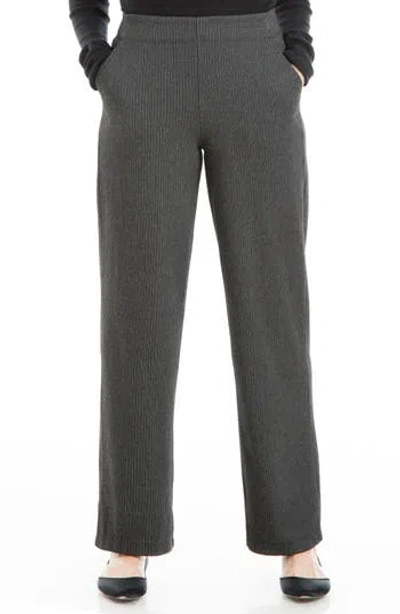 Max Studio Double Knit Wide Leg Pants In Black/charcoal Stripe