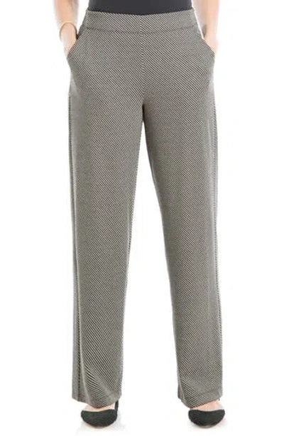 Max Studio Double Knit Wide Leg Pants In Black/creme Check