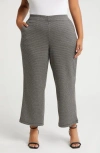 Max Studio Double Knit Wide Leg Pants In Black/ivory Houndstooth