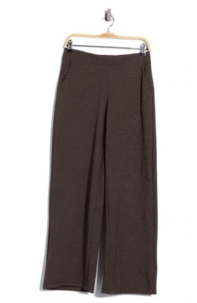 Max Studio Double Knit Wide Leg Pants In Chocolate/ Ivory Pin Dot