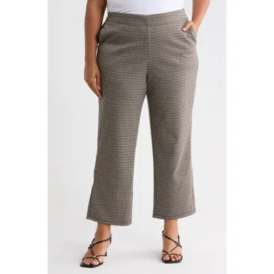 Max Studio Double Knit Wide Leg Pants In Taupe/ Rust/ Black