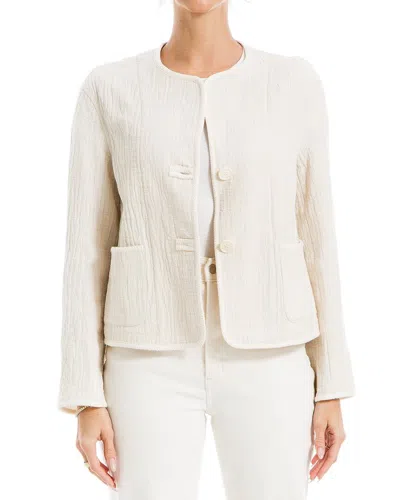 Max Studio Double Weave Linen-blend Jacket In White