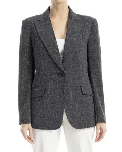 Max Studio Double Weave Linen-blend Jacket In Black