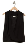 Max Studio Drape Front Top In Black-black