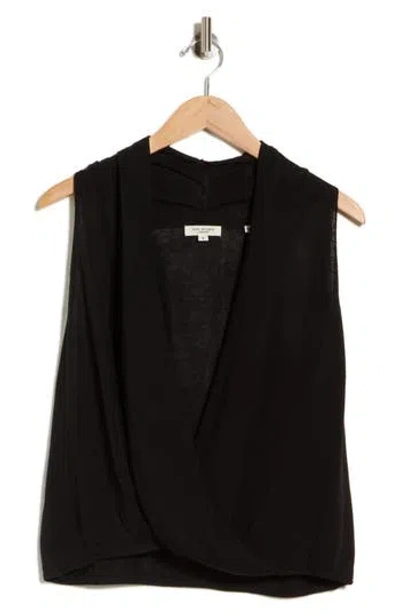 Max Studio Drape Front Top In Black-black
