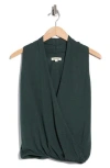 Max Studio Drape Front Top In Blue