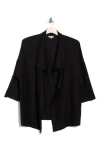 Max Studio Draped Collar Linen Blend Jacket In Black