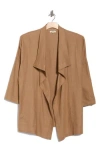 Max Studio Draped Collar Linen Blend Jacket In Brown