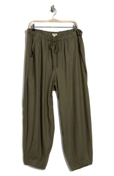 Max Studio Drawstring Lantern Pants In Green
