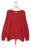 Max Studio Drawstring Sweater In Red Cranberry