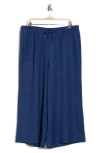 Max Studio Drawstring Waist Crinkle Crop Wide Leg Pants
