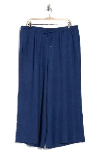 Max Studio Drawstring Waist Crinkle Crop Wide Leg Pants