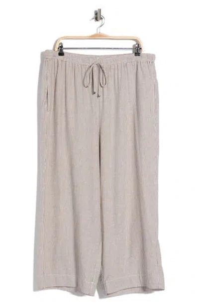 Max Studio Drawstring Waist Crop Wide Leg Pants In Neutral