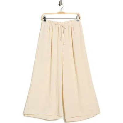 Max Studio Drawstring Waist Crop Wide Leg Pants In Gray