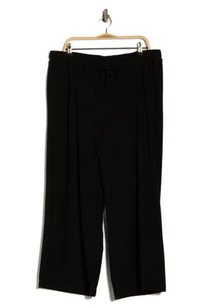 Max Studio Drawstring Waist Wide Leg Pants In Black