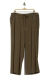 Max Studio Drawstring Waist Wide Leg Pants In Brown