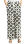 Max Studio Drawstring Wide Leg Pants In Army/crm Smldeco Stamps