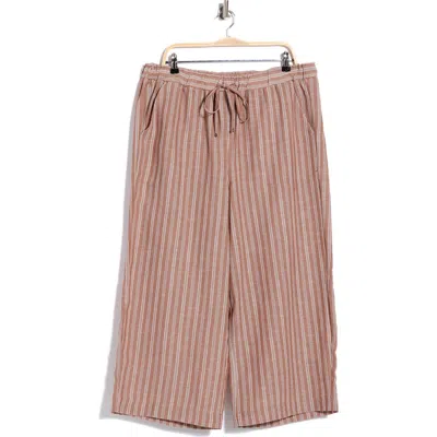 Max Studio Dropped Drawstring Pants In Mocha Stripe