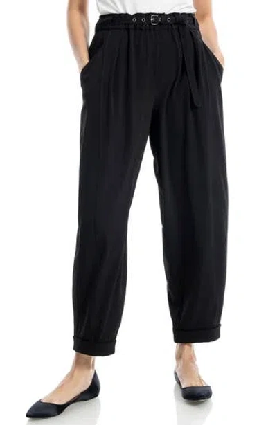 Max Studio Easy Twill Belted Barrel Pants In Black