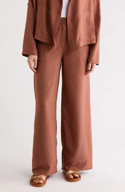Max Studio Easy Wide Leg Pants In H. Chestnut