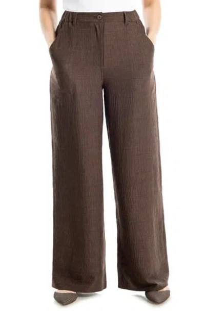 Max Studio Easy Wide Leg Pants In Heather Brown