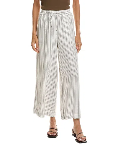 Max Studio Elastic Waist Wide Leg Linen-blend Pant In White
