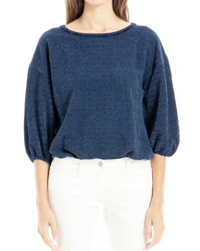 Max Studio Three Quarter Sleeve Bubble Top In Sapphire