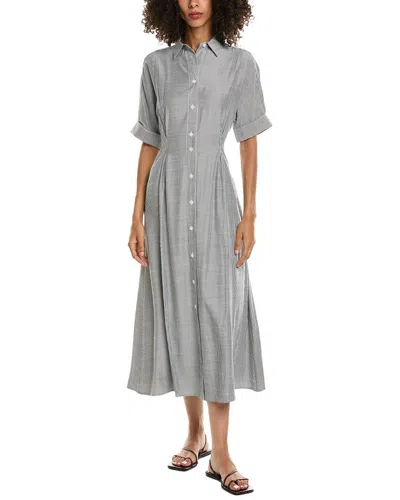 Max Studio Elbow Sleeve Front Pleat Shirtdress In Gray