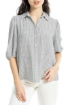 Max Studio Elbow Sleeve Top In Ecru/black