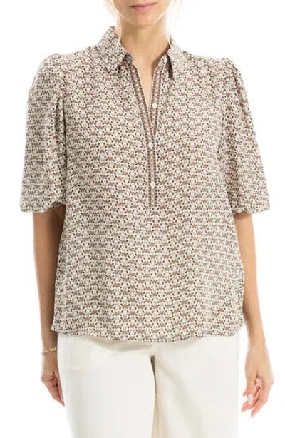 Max Studio Elbow Sleeve Top In Gray